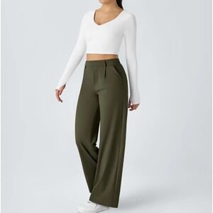 Halara Flex™ DayStretch‎ High Waisted Straight Leg Pants SZ LT Forest Night